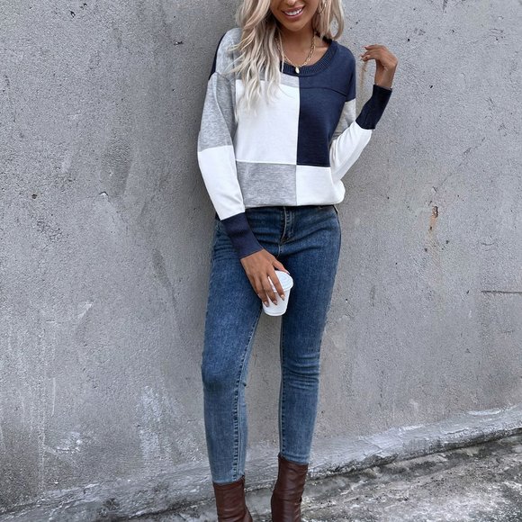 New Colorblock Drop Shoulder Sweater - Picture 4 of 7